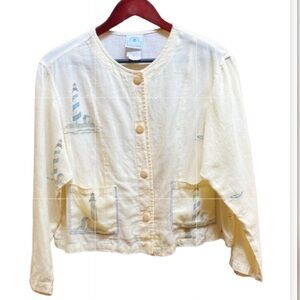 Mill Valley Linen Jacket Cottagecore button-up crop Vintage / size PS
